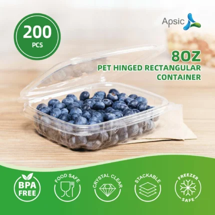 80OZ Pet Hinged Rectangular Container(200pcs)