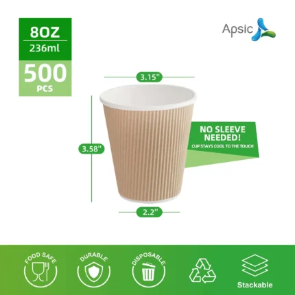 Paper Cups  (500PCS - 80Oz - 236ml)